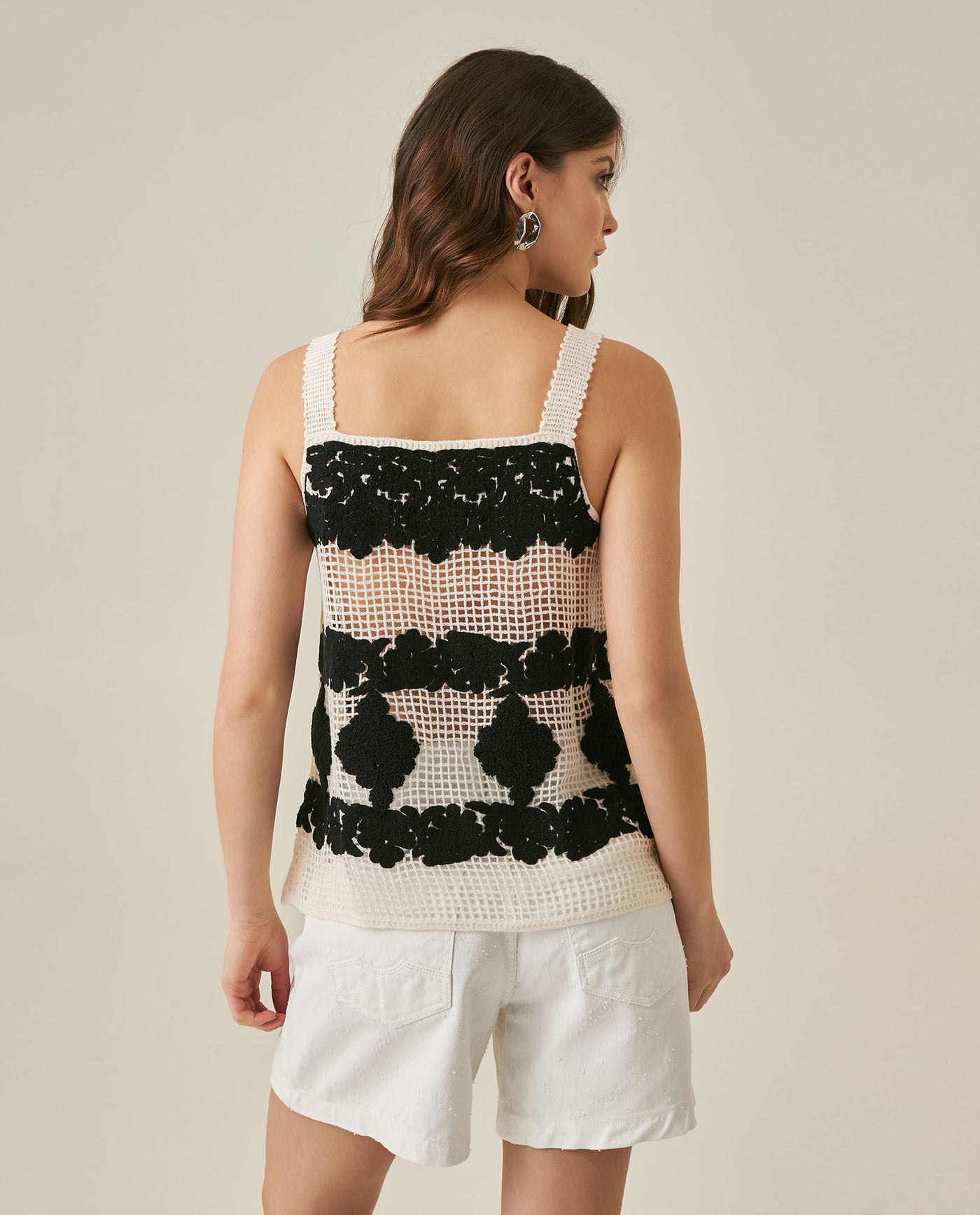 Womens Blouse Strap V-Neck Acrylic Continuous Embroidery - Black 63_711H017_NEG194007_6