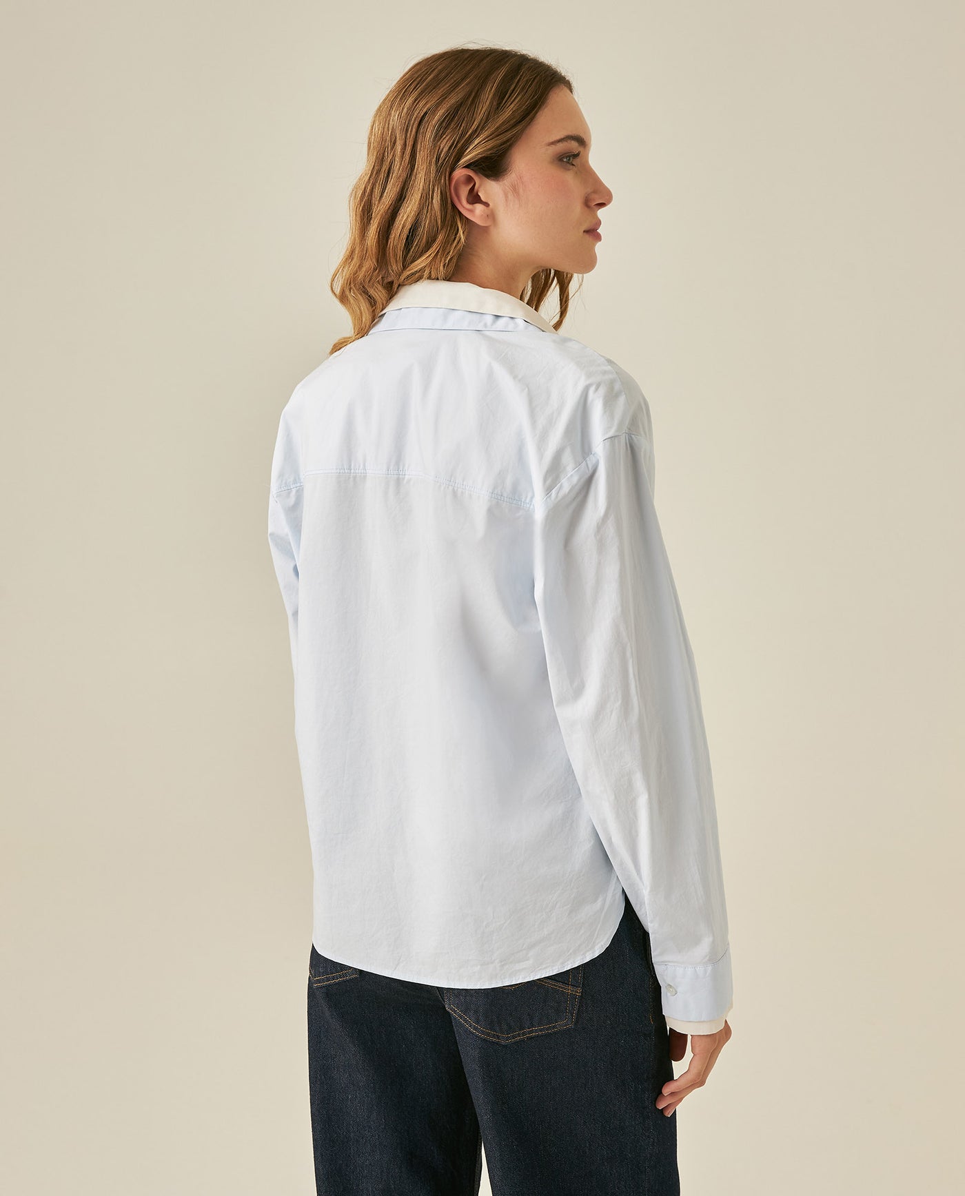Womens Relaxed Fit Cotton Stretch Shirt - Blue 63_711H701_AZU144206_6