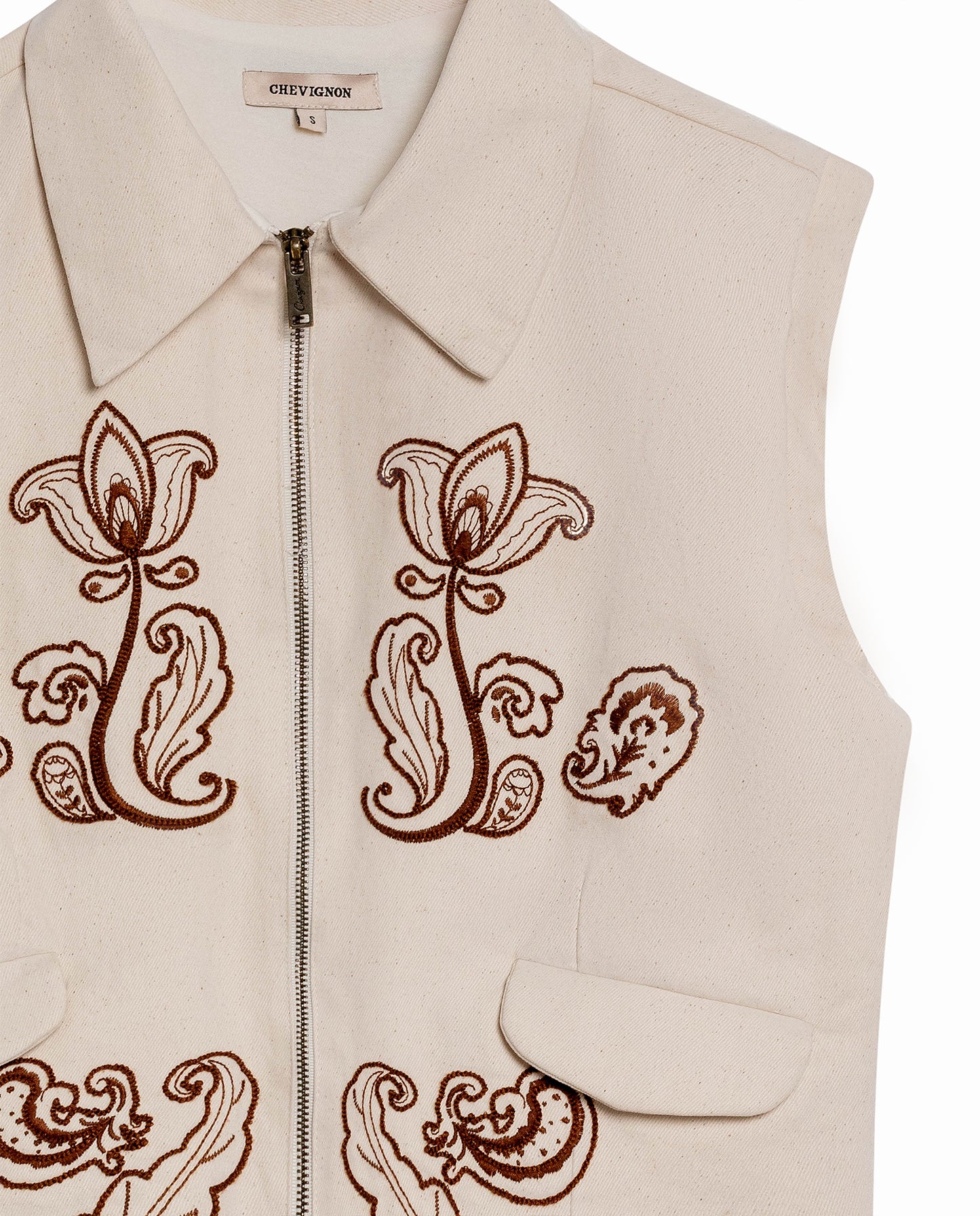 Womens Vest Western Straight Silhouette Cotton Double Garment Simulation - Raw 63_711H703_CRU110606_8