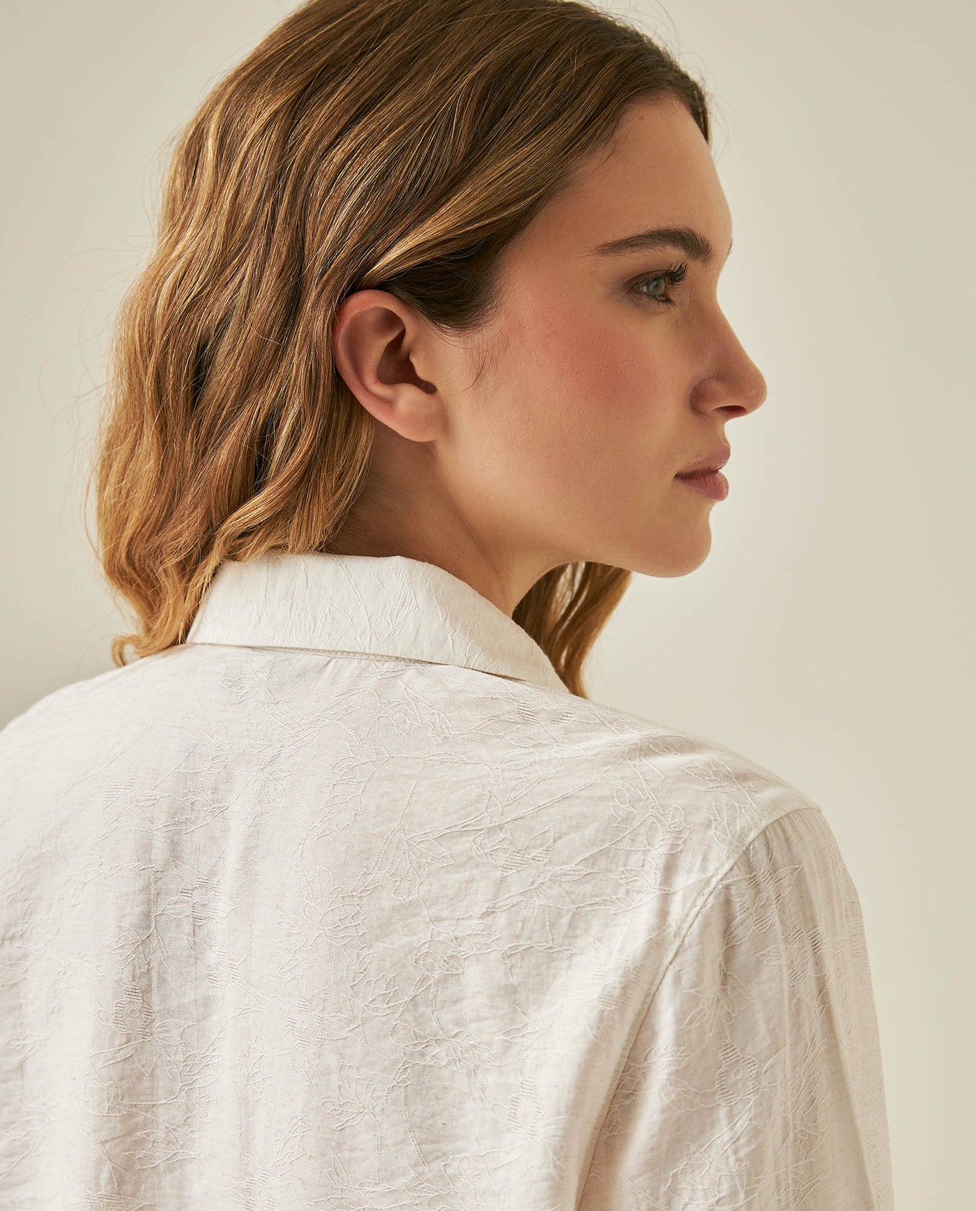 Womens Linen Blend Textured Shirt - White 63_711H711_BLA110601_7