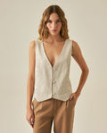 Women's Striped Cross-Back Vest - Yellow