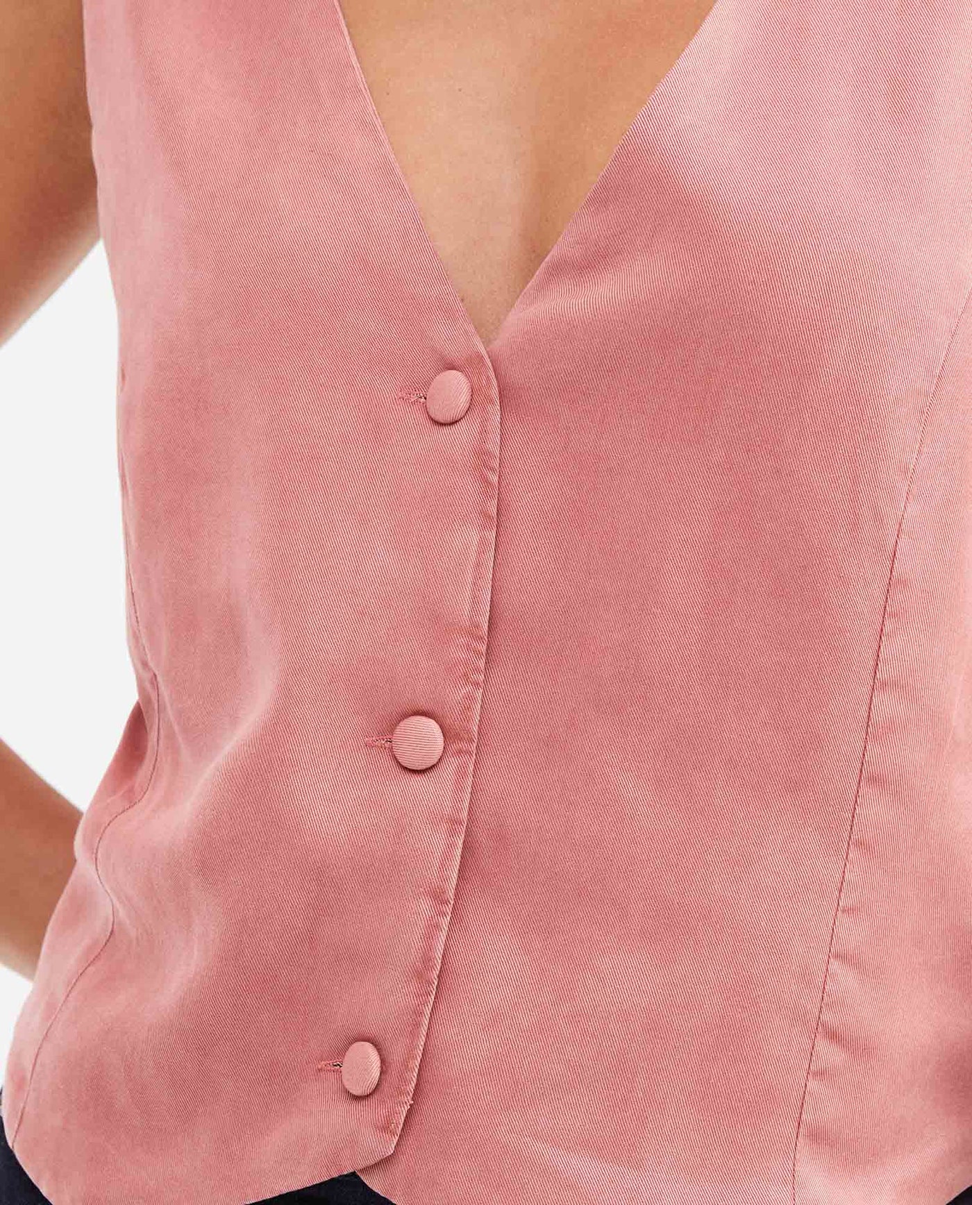 Women's Straight Fit Vest-Style Shirt with Crossed Back Straps in Lyocell - 2