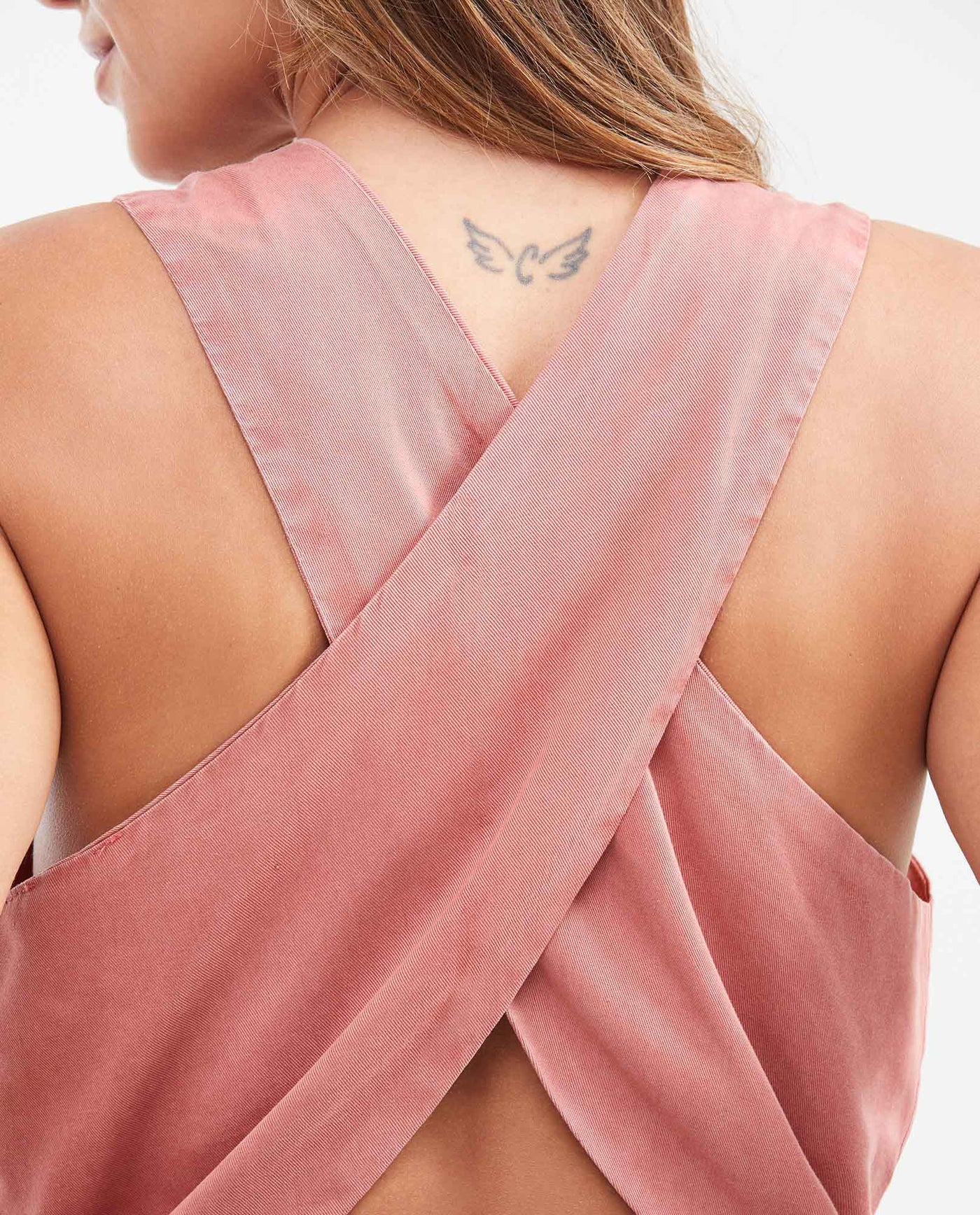 Women's Straight Fit Vest-Style Shirt with Crossed Back Straps in Lyocell - 5
