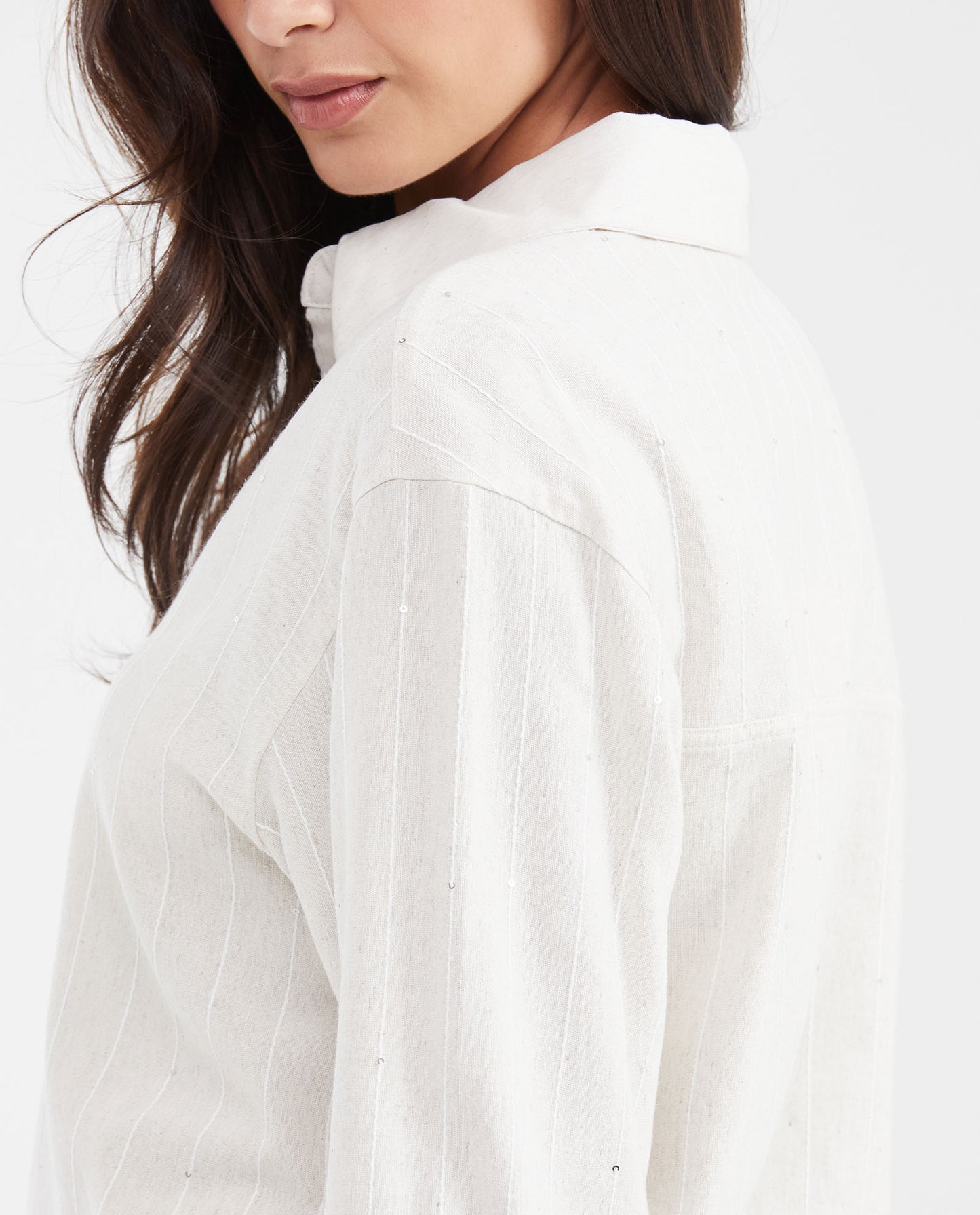 Women's Shirt Striped and Sequined Print - Raw - 5