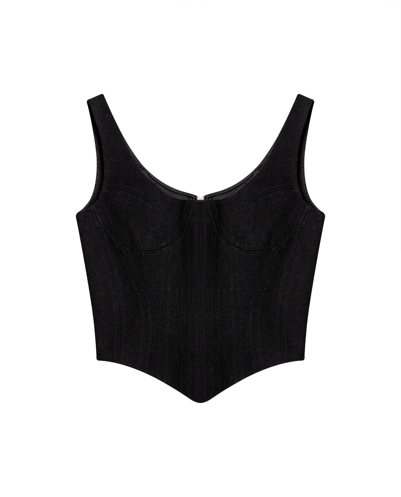 Womens V-Neck Corset-Style Crop Top - Special Collection - Black 63_714H503_NEG194007_4