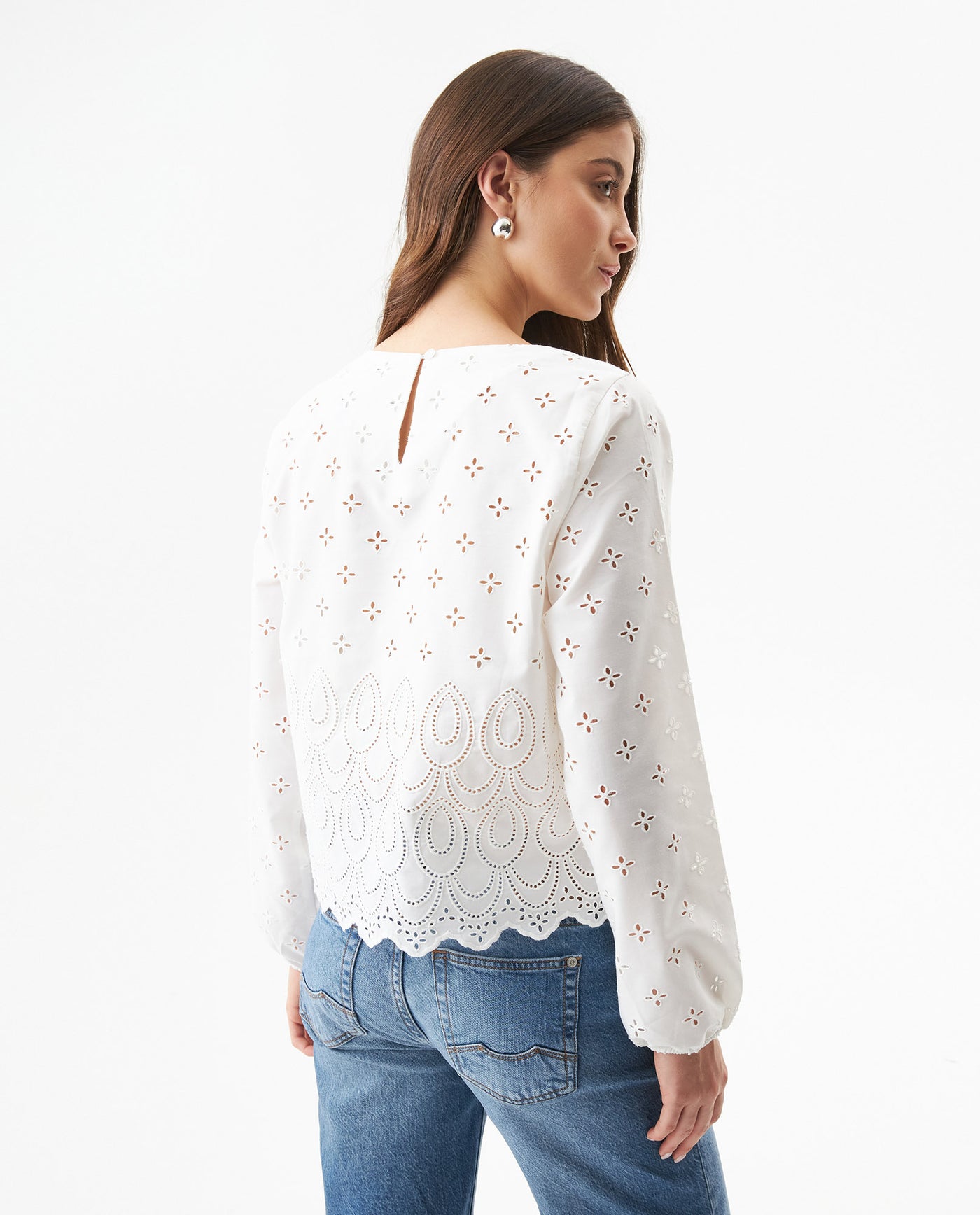 Women's Continuous Embroidered Wide Shirt in Polyester-Cotton Blend, Ceremony - 5