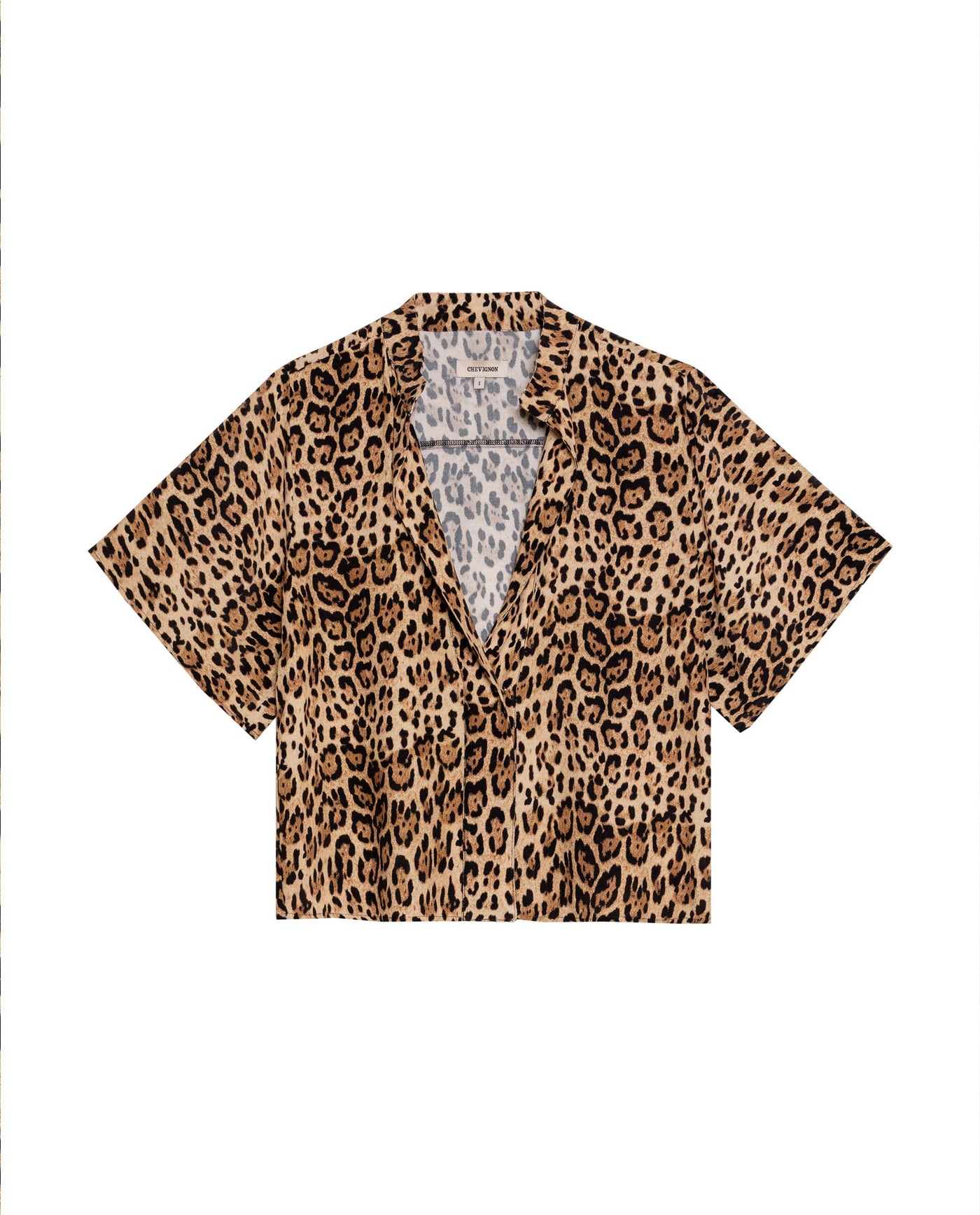 Women's Animal Print Flutter Sleeve Straight Fit Blouse in Viscose Mariner 63_719G020_BEI151216_3
