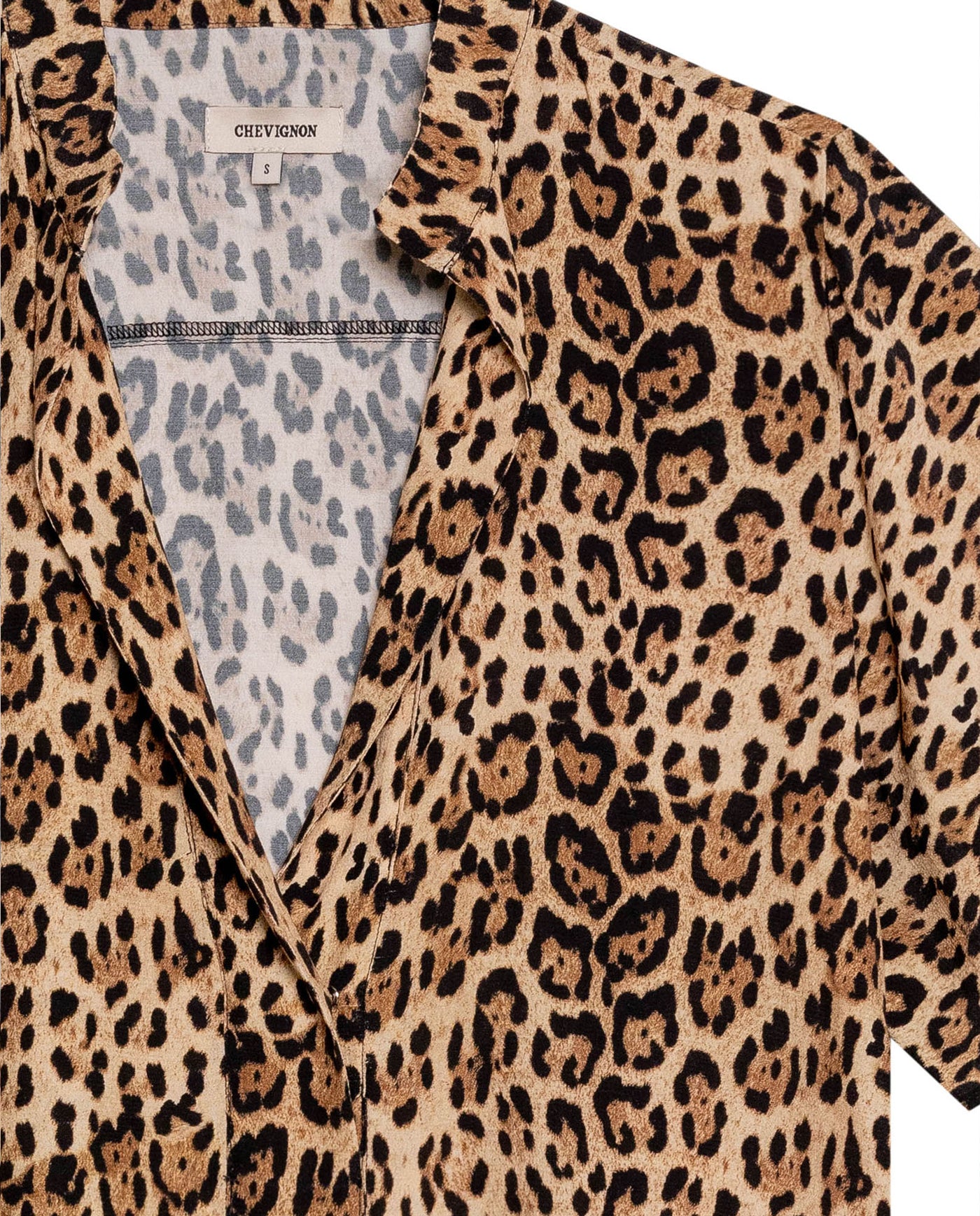 Women's Animal Print Flutter Sleeve Straight Fit Blouse in Viscose Mariner 63_719G020_BEI151216_8