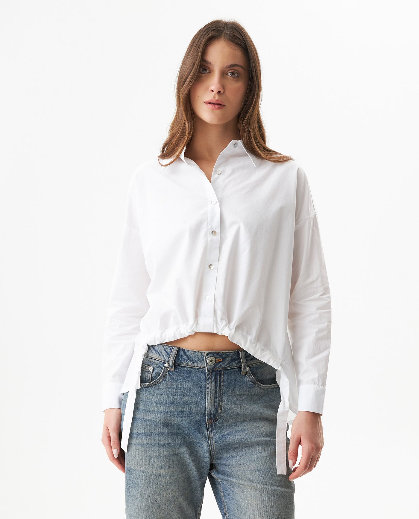 Women's Oversized Shirt in Lyocell-Cotton Blend, Jetty - 2