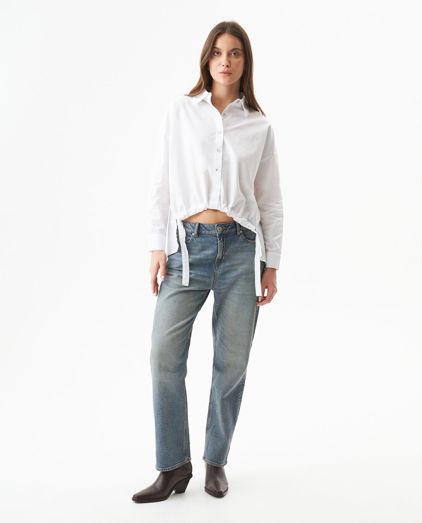 Women's Oversized Shirt in Lyocell-Cotton Blend, Jetty - 3