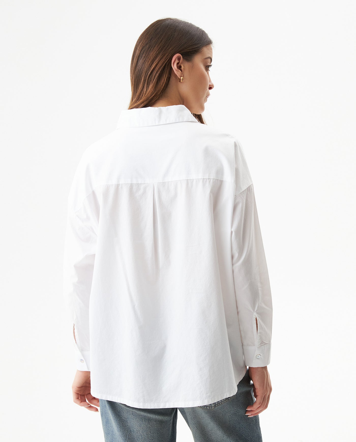 Women's Oversized Shirt in Lyocell-Cotton Blend, Jetty - 5
