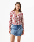 Women's Fitted V-Neck Blouse in Recycled Polyester Blend Sailor