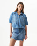 Women's Light Wash Denim Wide Shirt in Cotton Archor