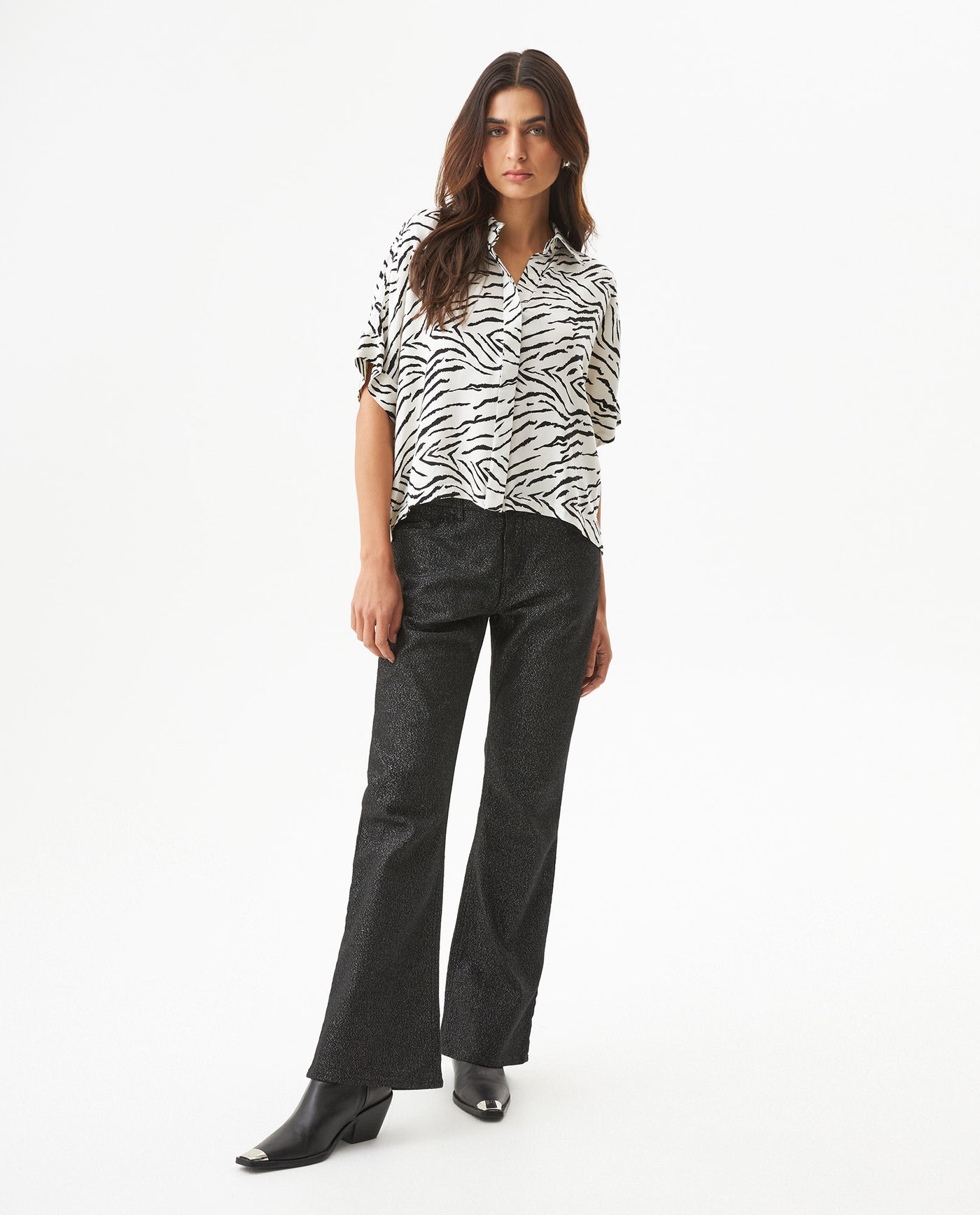 Women's Resort Print Straight Shirt in Viscose, Berth - 3