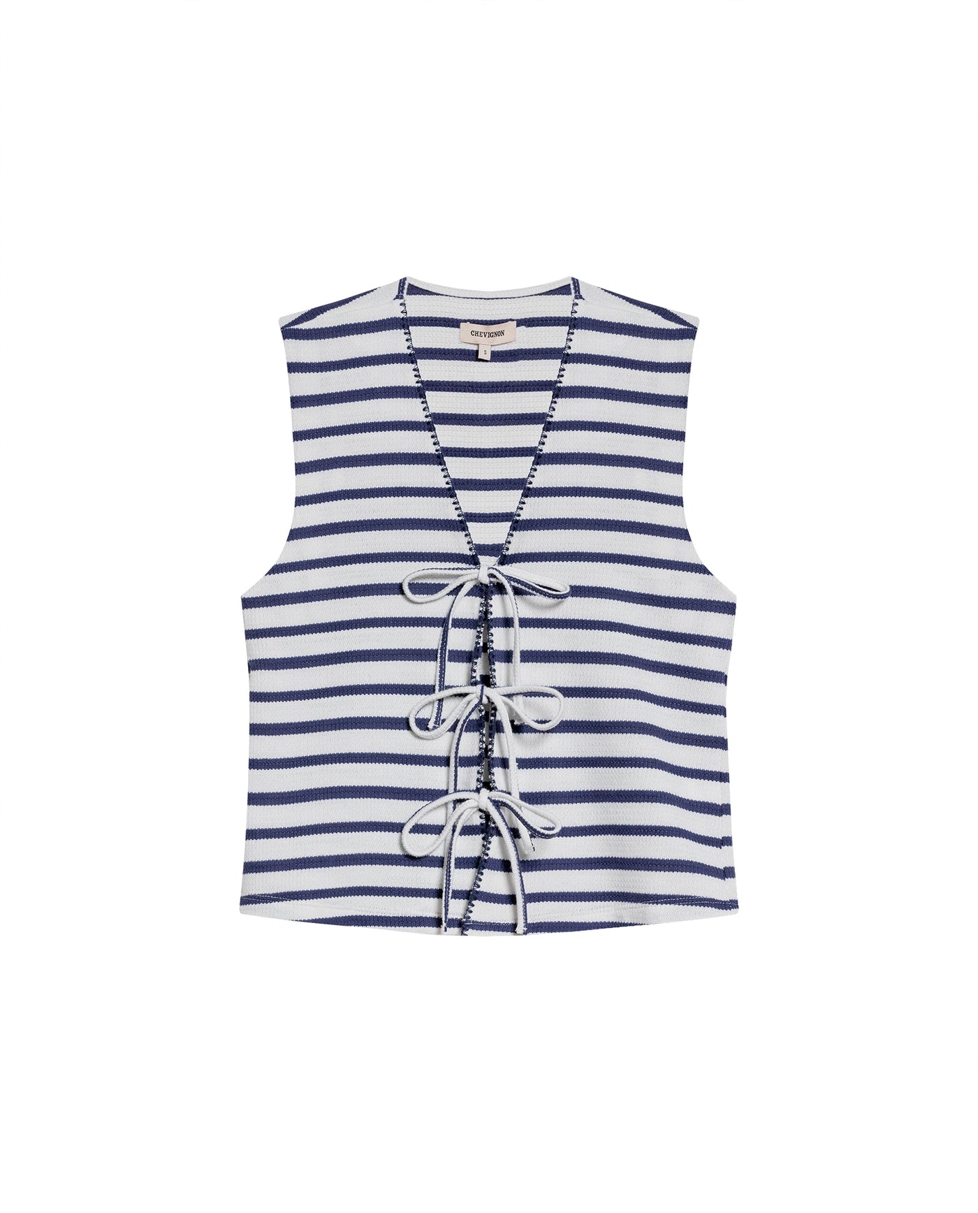 Women's Decorative V-Neck Sleeveless Shirt in Polyester-Cotton Blend, Moonlight - 1