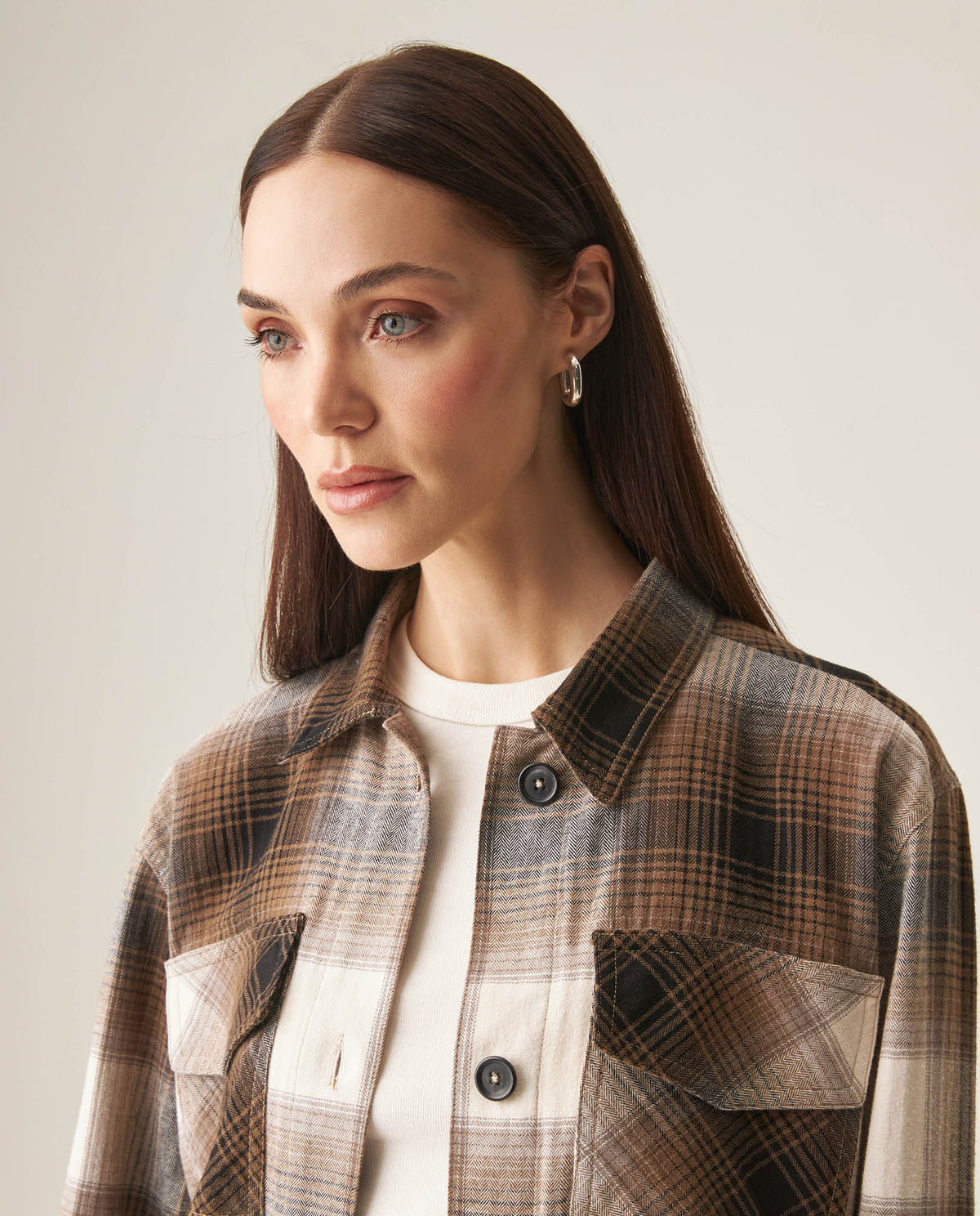 Women´s Plaid Shacket - Brown 63_719H009_CAF181015_4