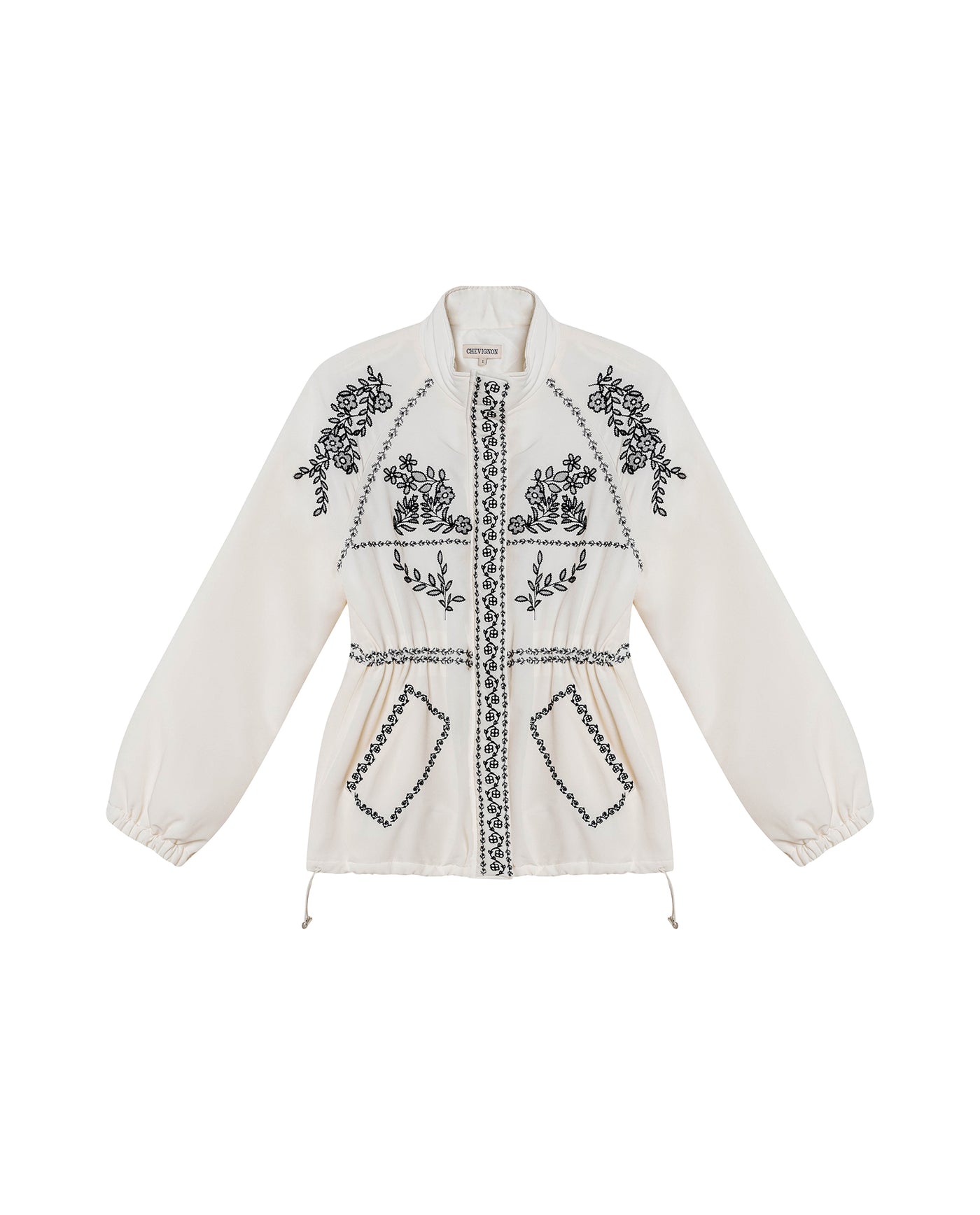 Womens Jacket Parka Style Quilted Polyester Raw Ivory Embroidery - Raw 63_721H006_CRU110103_3