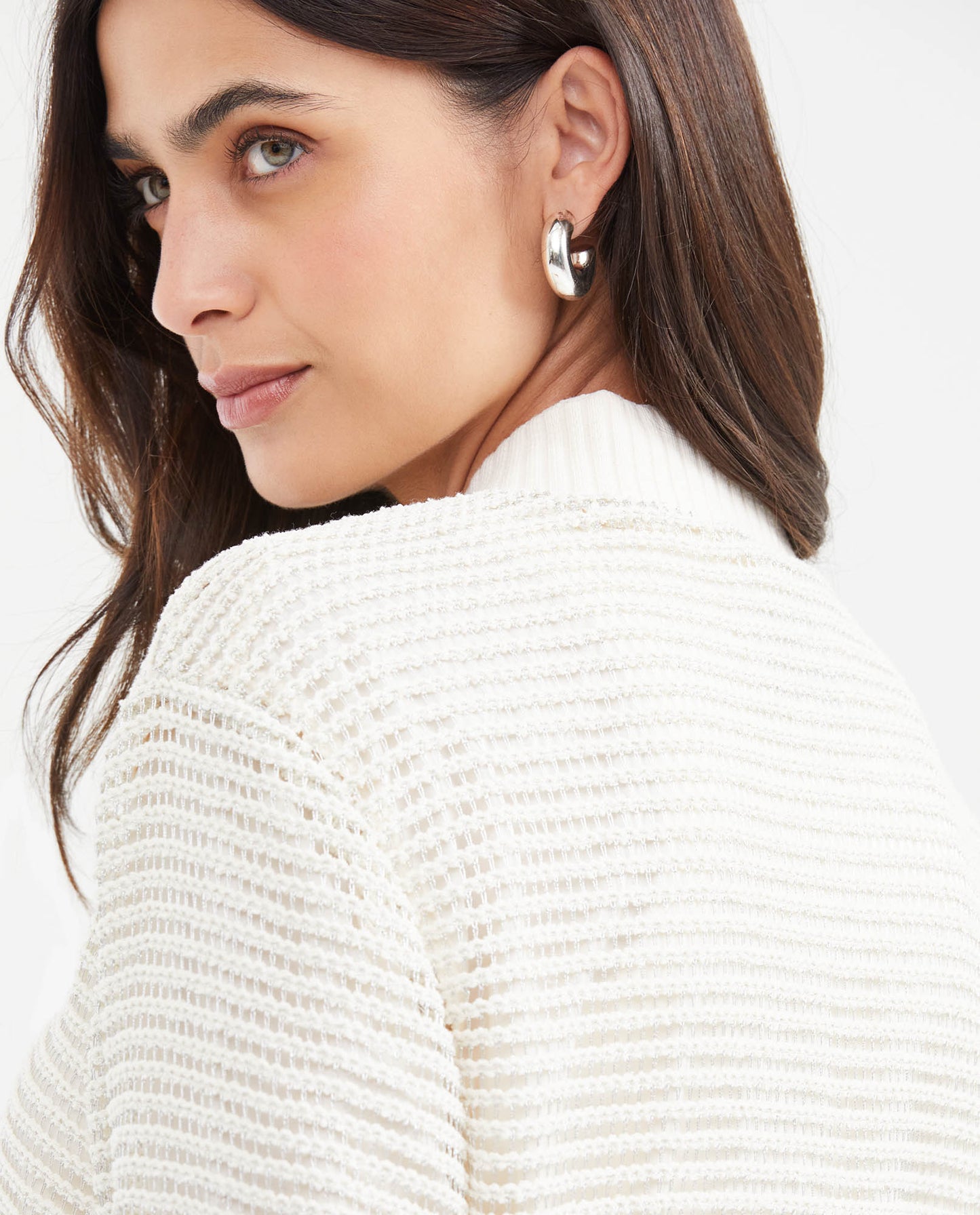 Women's Relaxed Fit Mesh Bomber Jacket with Lurex in Polyester-Rayon-Lurex - 6