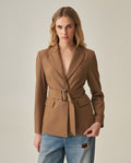 Women's Belted Blazer - Khaki