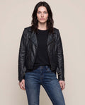 Women´s Leather Biker Jacket - Black