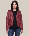 Women´s Leather Biker Jacket - Red