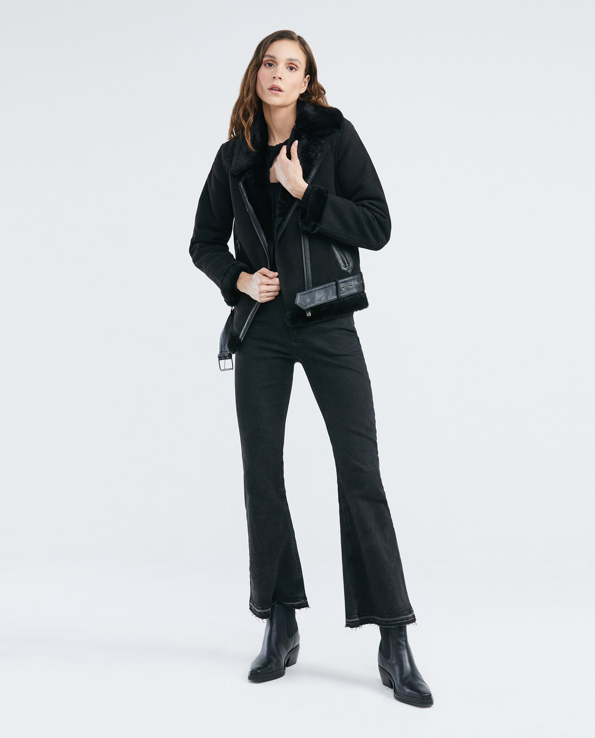 Women´s Leather Biker Jacket - Black 63_727E400_NEG193909_3