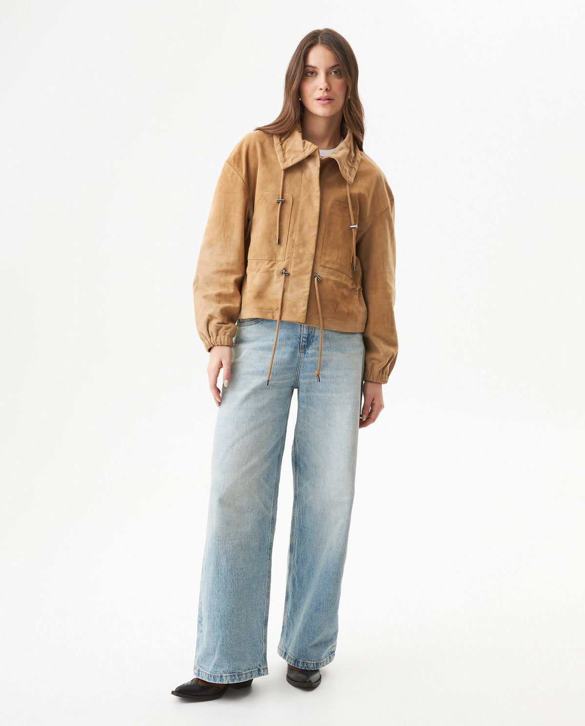 Women's Suede Leather Western Jacket - Brown 63_727G406_CAF181336_4