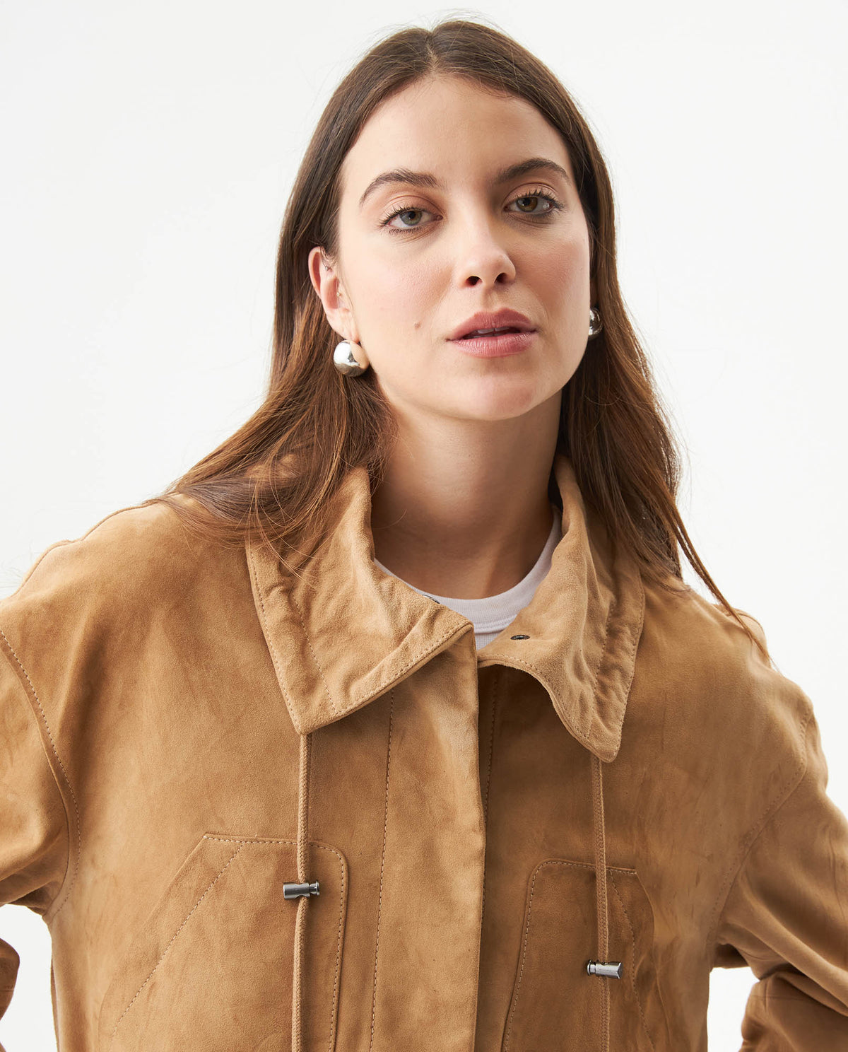 Women's Suede Leather Western Jacket - Brown 63_727G406_CAF181336_5