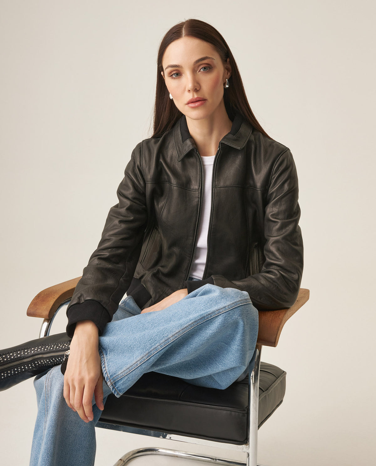 Women´s Lambskin Aviator Jacket - Black 63_727H404_NEG194007_0