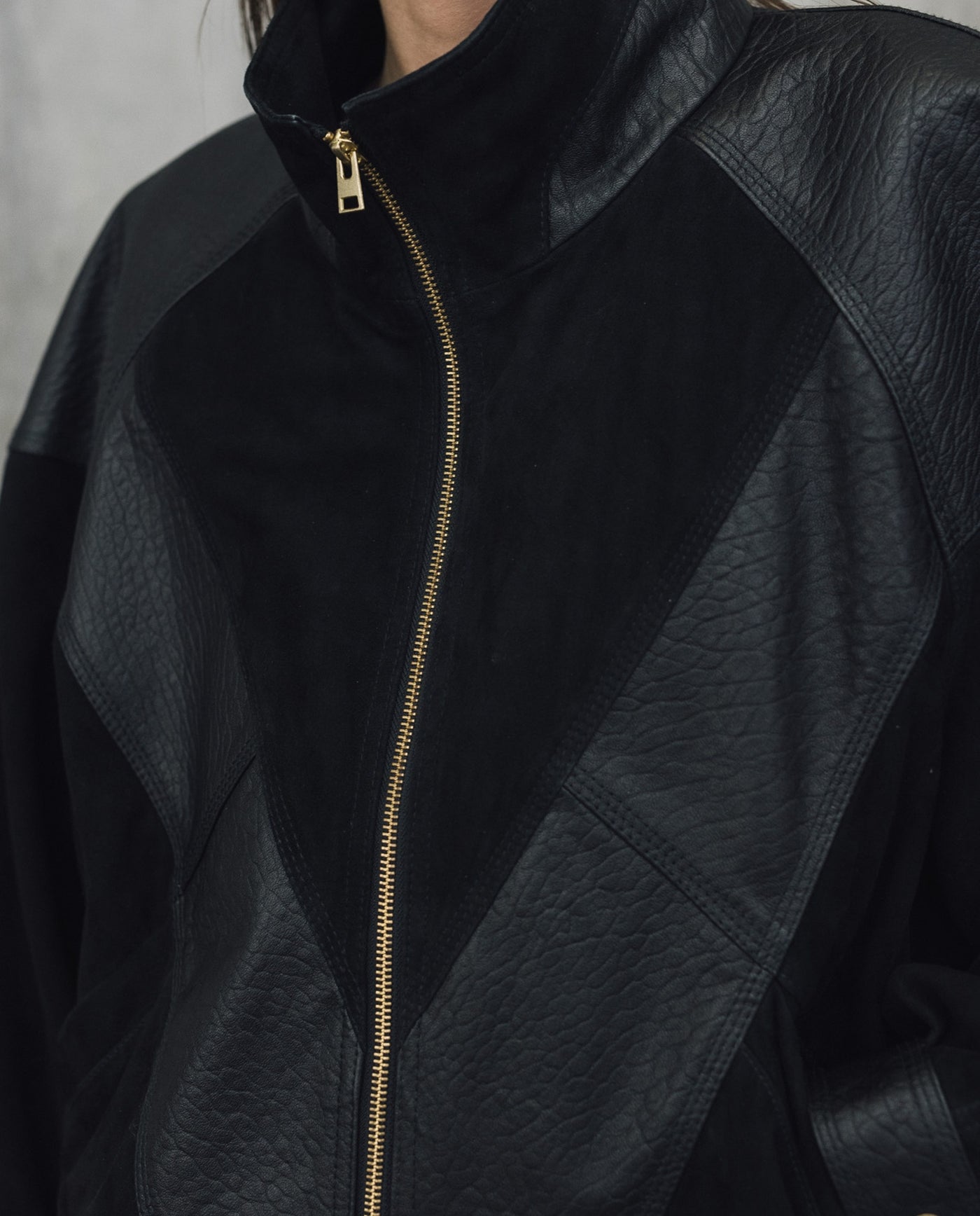 Womens Sheepskin Leather Vintage Bomber Jacket - Special Collection - Black 63_727H502_NEG194007_6
