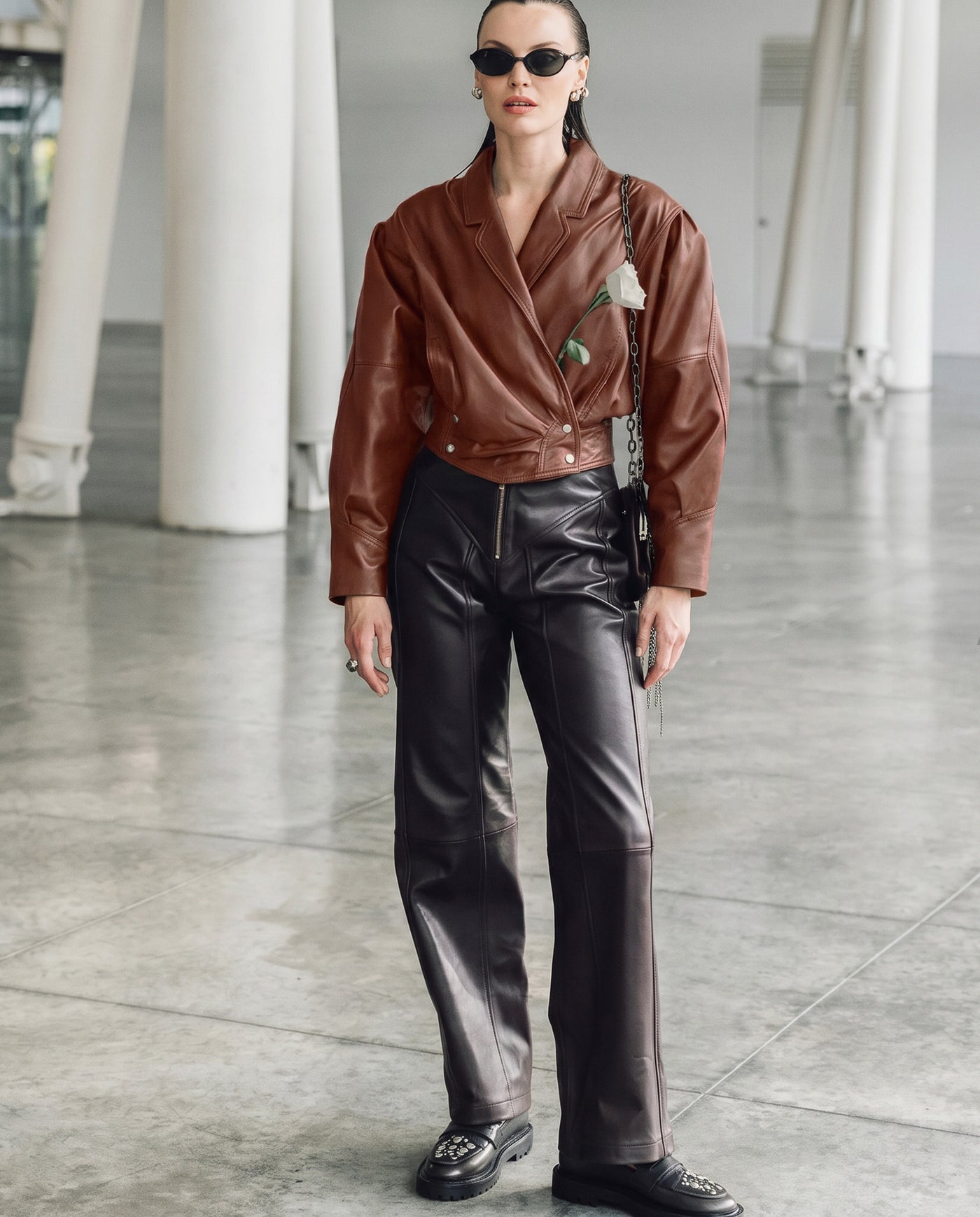 Womens Lambskin Leather Fitted Jacket - Special Collection - Red 63_727H504_ROJ191617_5