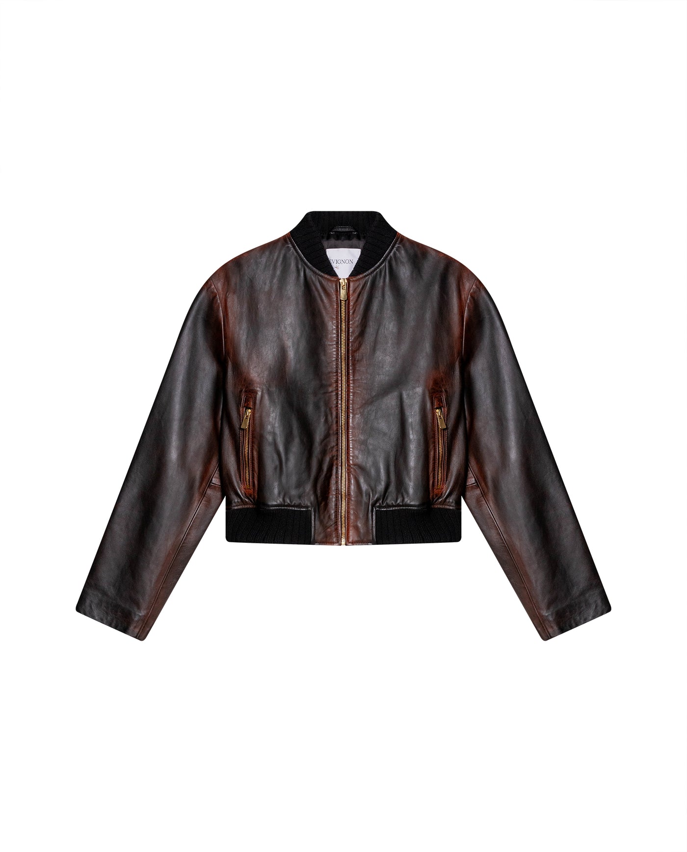 Womens Lambskin Leather Insulated Cropped Jacket - Special Collection - Brown 63_727H505_CAF191317_4