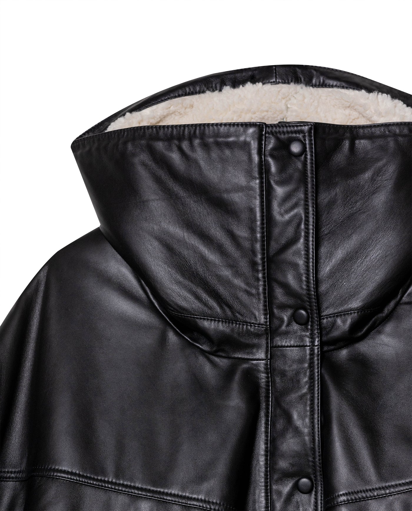 Womens Leather Voluminous Jacket - Special Collection - Black 63_727H506_NEG194007_5
