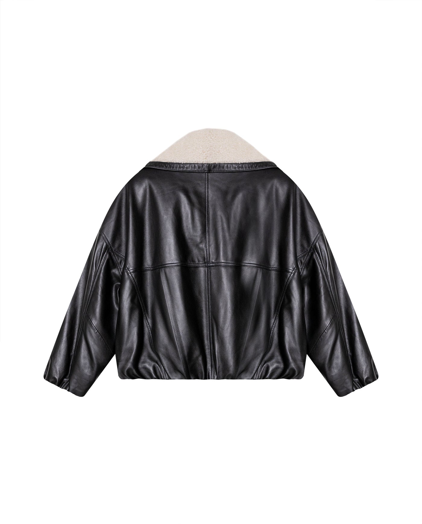 Womens Leather Voluminous Jacket - Special Collection - Black 63_727H506_NEG194007_7