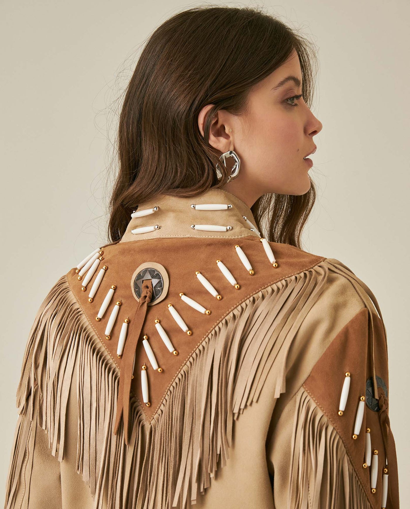 Chaqueta de Mujer Western Rodeo con Flecos - Brown 63_727H701_CAF170808_7