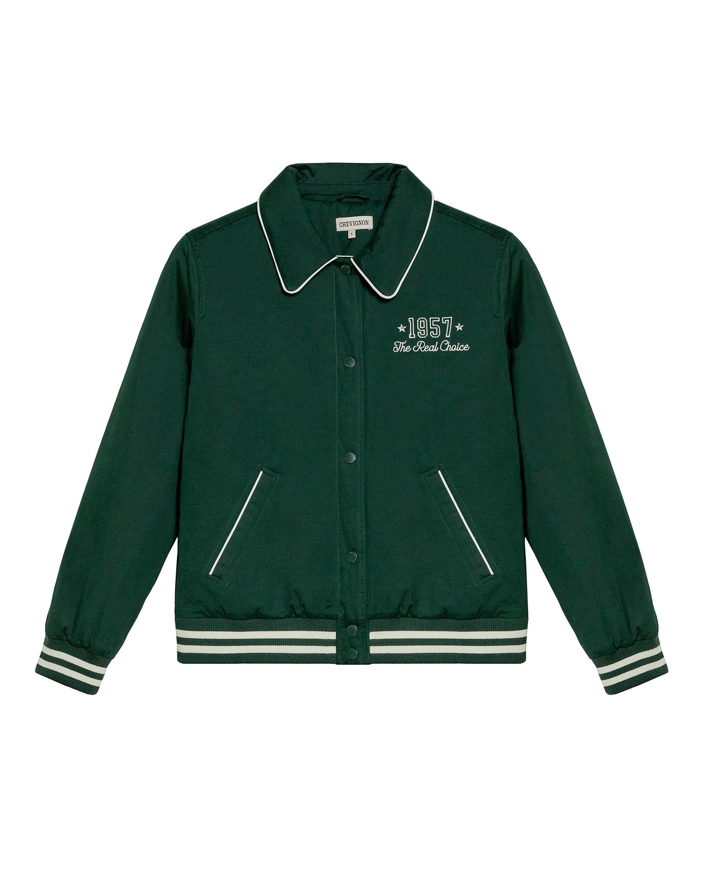 Women's Chenille Embroidered Varsity Bomber in Polyester-Cotton Blend, Ceremony 729G004 - 2