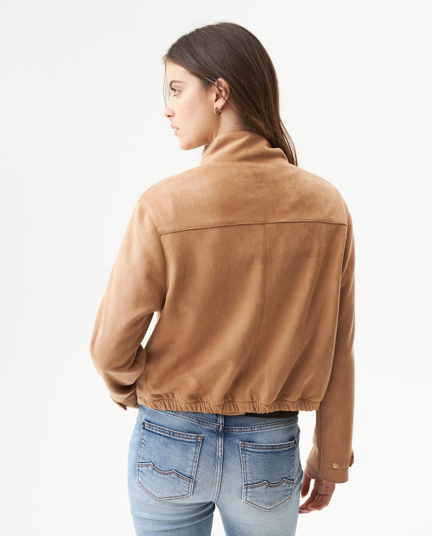 Women's High Collar Straight Fit Jacket in Polyester Stretch Blend, Celebration 729G009 - 5