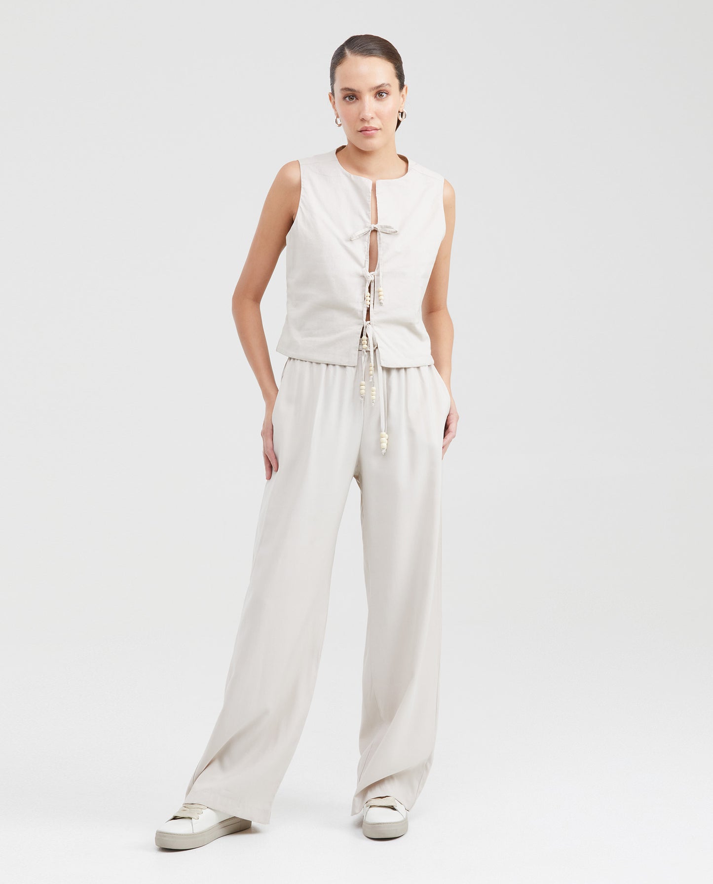 Women's High-Waisted Wide Leg Jogger Pants with Drawstring in Rayon-Polyester - 6