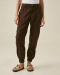 Women's Pants Jogger Silhouette High Rise Cotton Lyocell Denim Lightweight - Brown