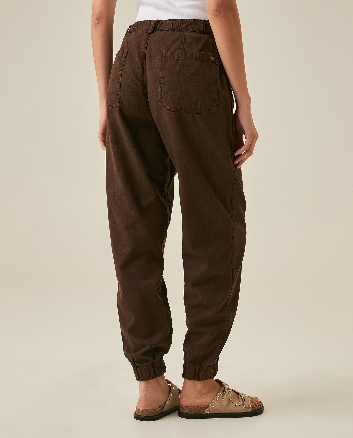 Womens Pants Jogger Silhouette High Rise Cotton Lyocell Denim Lightweight - Brown 63_731H009_CAF191016_6