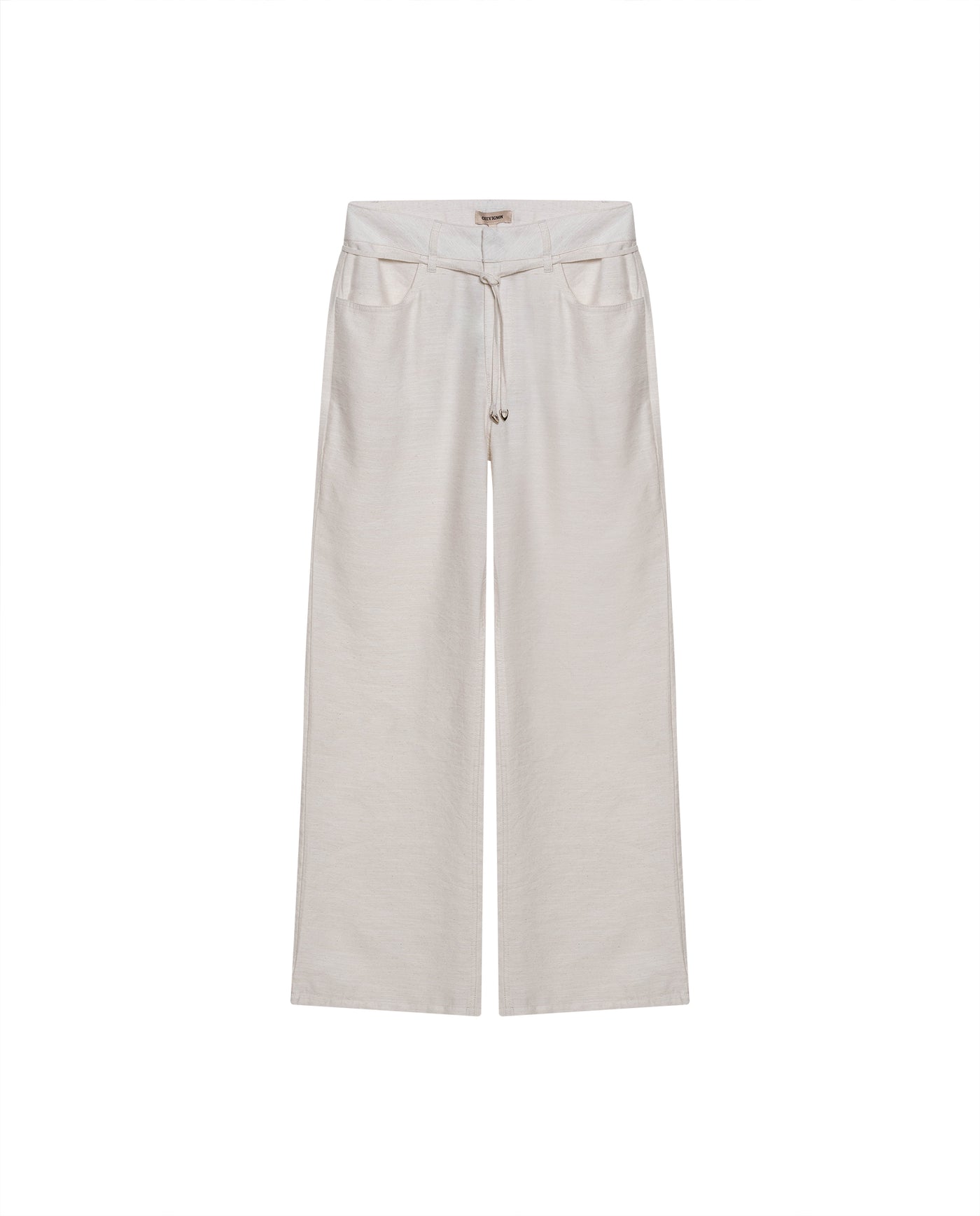 Womens Pants Rodeo Wide Leg Rayon Linen Blend - White 63_731H701_BLA110601_3