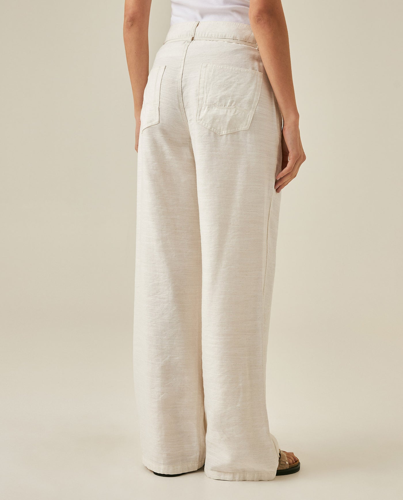 Womens Pants Rodeo Wide Leg Rayon Linen Blend - White 63_731H701_BLA110601_6