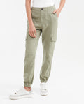 Women's Jogger Pants High-Waisted with Cargo Pockets - Green