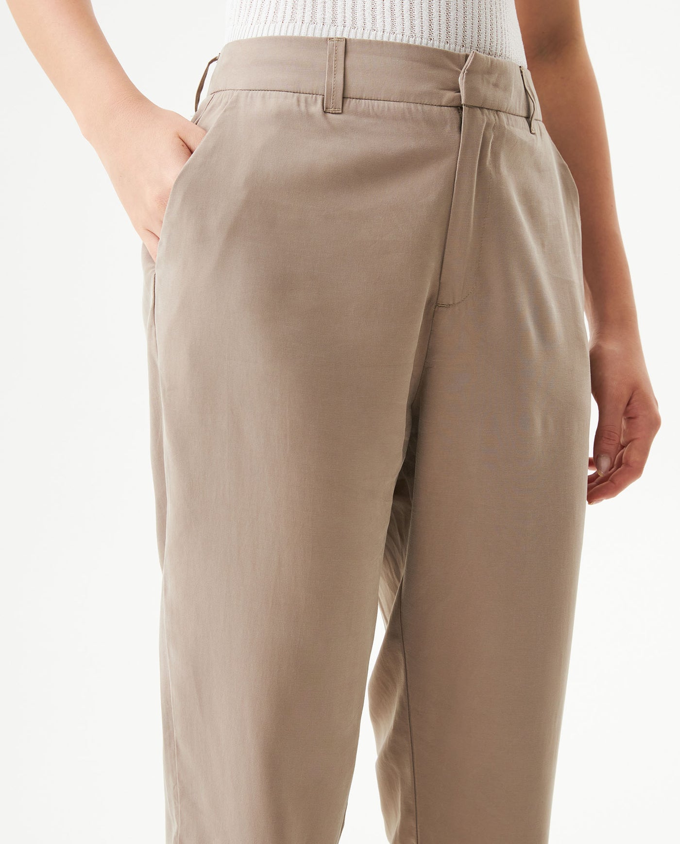Women's High Rise Straight Fit Pants in Rayon-Polyester Blend, Navigator - 4