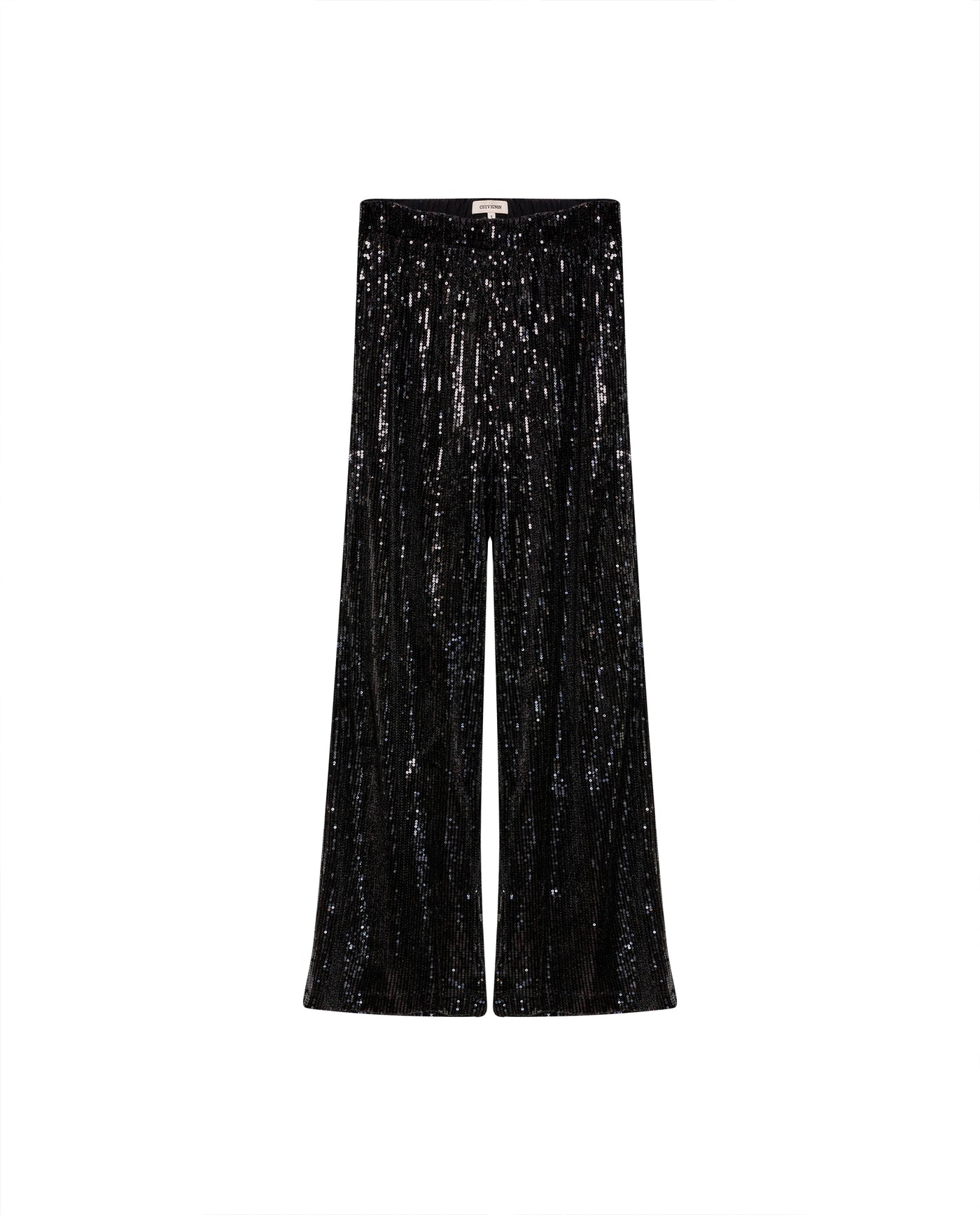 Women's Sequined Flare Mid Rise Pants in Polyester Stretch Blend, Ceremony - 3