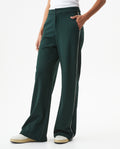 Women's Contrast Trim Wide Leg High Rise Pants in Rayon-Nylon Blend Plaza