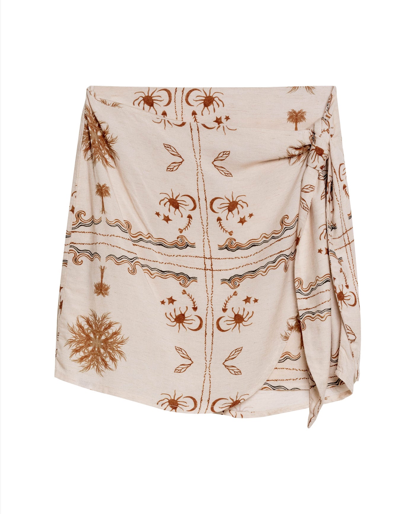 Womens Skirt Short Wrap Silhouette Viscose–Linen Print - Raw 63_741H000_CRU131011_3