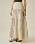 Women's Striped Tiered Maxi Skirt - Yellow