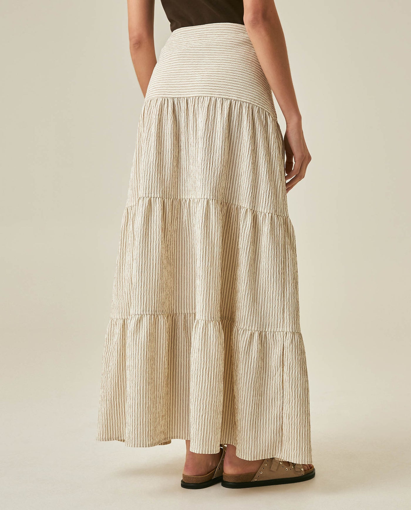 Womens Striped Tiered Maxi Skirt - Yellow 63_741H700_AMA120815_6