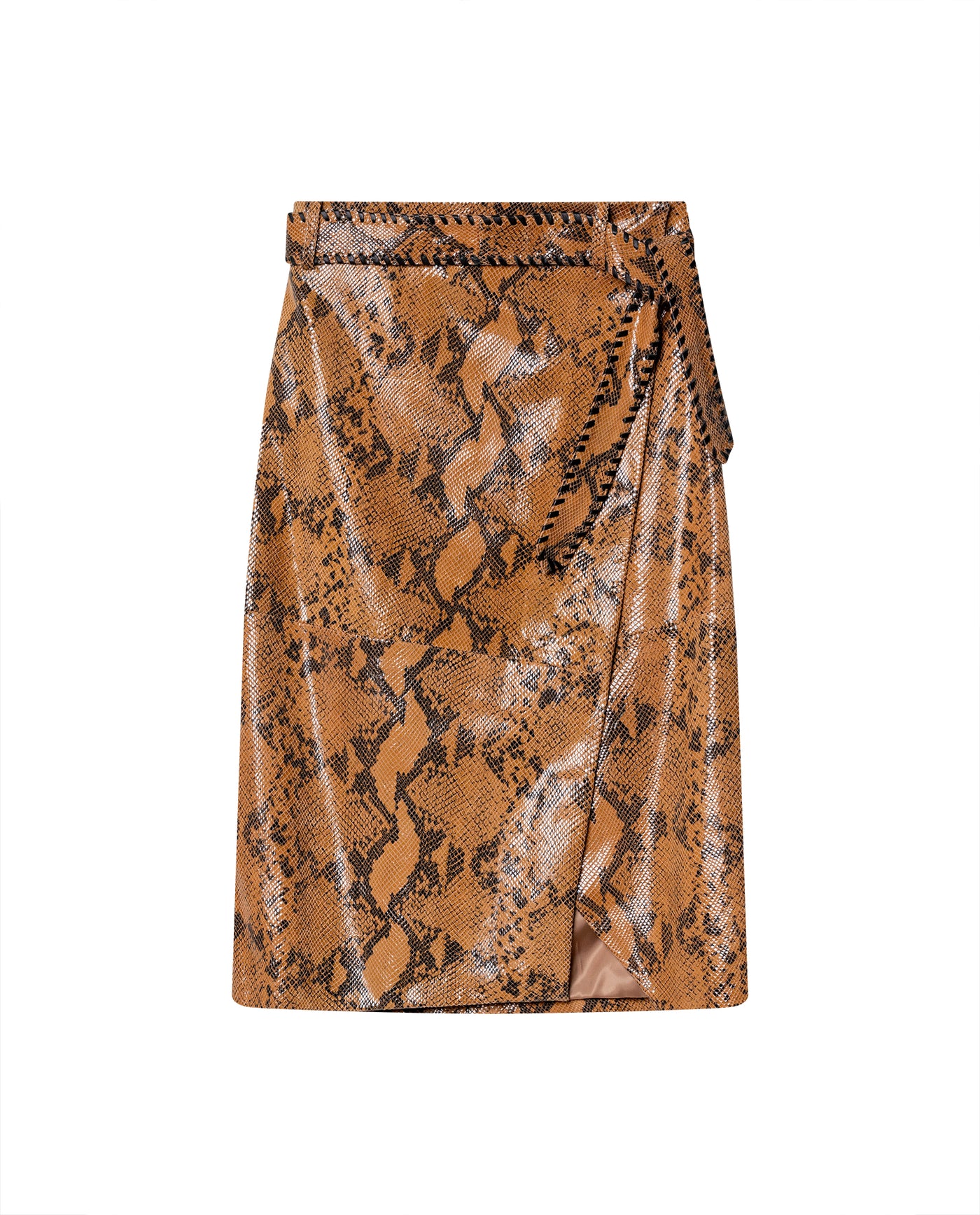 Womens Snake-Print Leather Skirt - Special Collection - Brown 63_747H500_CAF181314_5